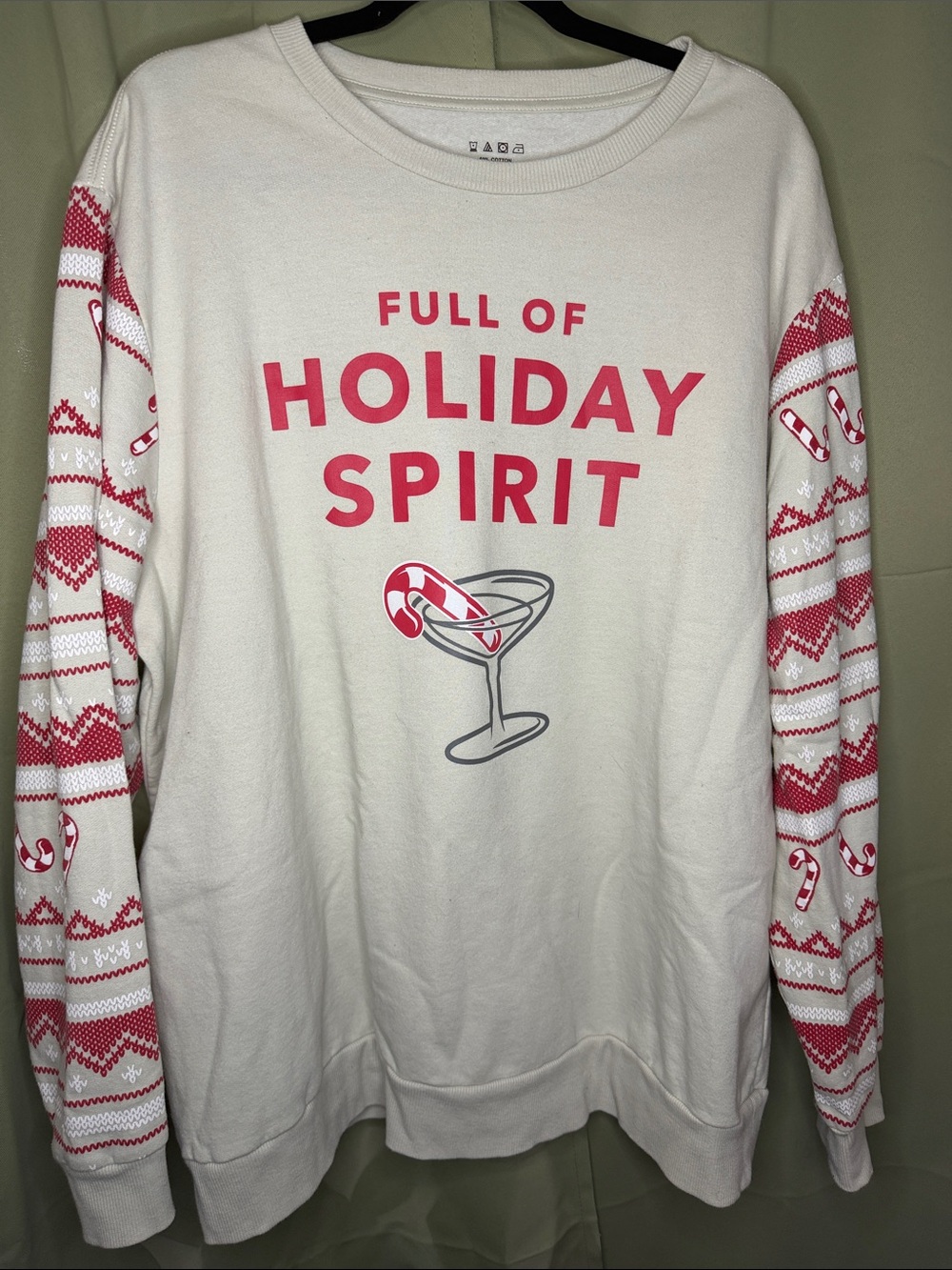 Holiday Spirit Crewneck Sweatshirt - White & Red